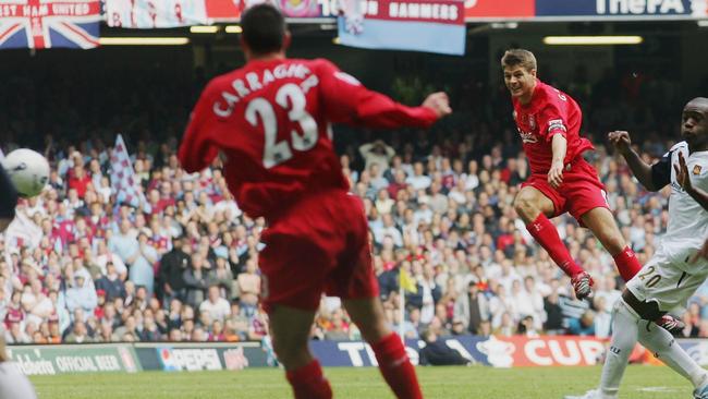 Steven Gerrard blasts home one of the great FA Cup final goals.