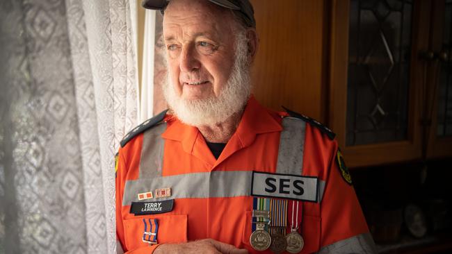 Terry Boatswain, awarded for his 20 years of service to the Lawrence SES. Photo: Adam Hourigan