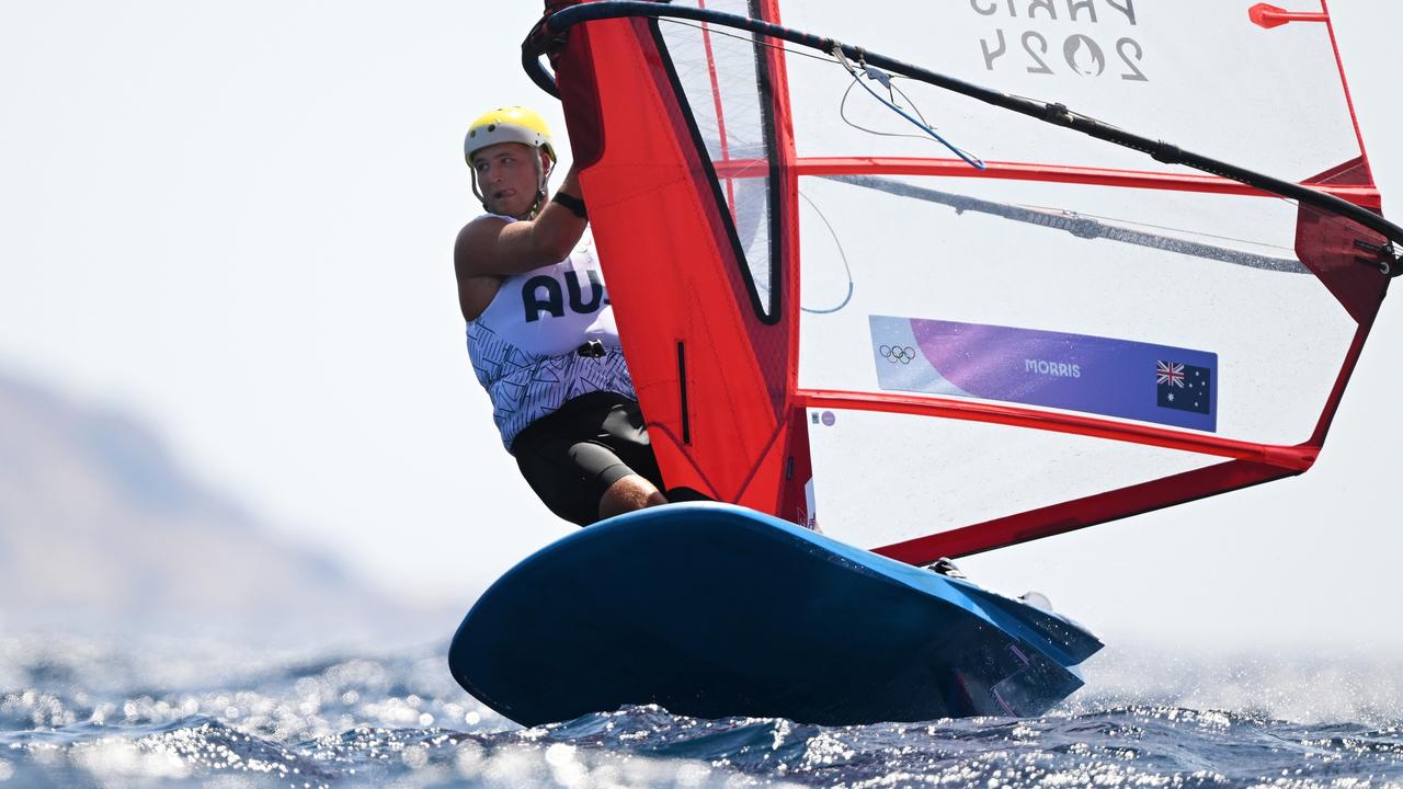 Grae Morris competing in the big heat on his iQFOiL. Picture: Clive Mason/Getty Images