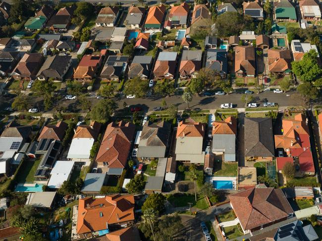 SYDNEY, AUSTRALIA - NewsWire Photos SEPTEMBER 14 2023. Generic housing & real estate house generics. Pic shows aerial view of suburban rooftops in Summer Hill, taken by drone. Picture: NCA NewsWire / Max Mason-Hubers