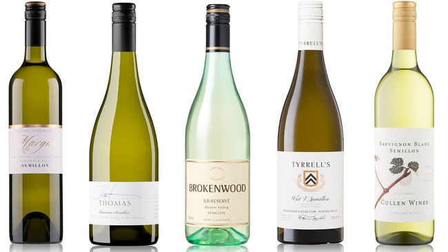 Margan White Label Fordwich Hill semillon, Thomas Braemore Cellar Reserve semillon, Brokenwood ILR Reserve semillon, Tyrrell’s Vat 1 Winemaker’s Selection semillon and Cullen Mangan Vineyard Margaret River sauvignon blanc semillon.