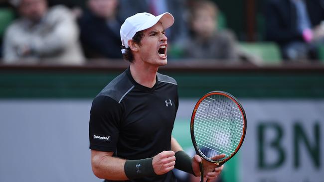 Andy Murray loses his cool during his first round match against Radek Stepanek on day two of the 2016 French Open at Roland Garros.