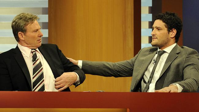 Brendan Fevola during his first appearance on <i>The Footy Show </i>with Sam Newman since his infamous Brownlow Medal segment.