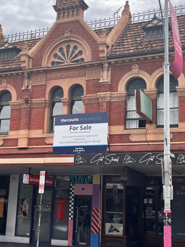 For Sale sign on Hindley St this week. Picture: Belinda Willis