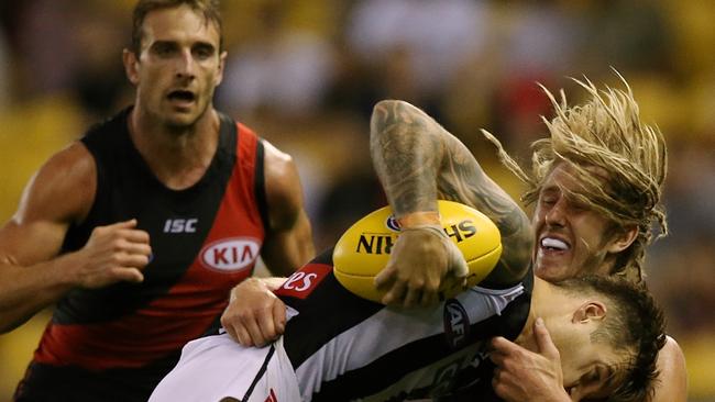 Dyson Heppell and Jobe Watson were among the Bomber leaders. Picture: Wayne Ludbey