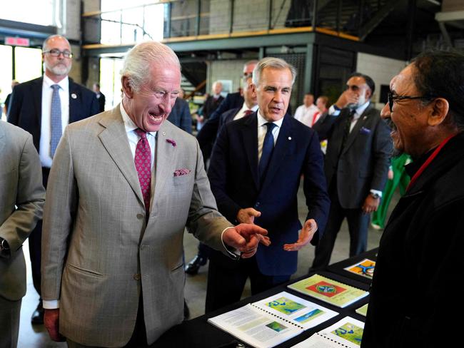 King Charles III shared a laugh with Alex Peters, of Whitefeather Forest Community Resource Management Authority, during a visit to Lansdowne Park sports, entertainment and exhibition complex in Ottawa. Picture: AFP
