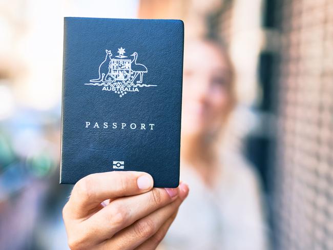 Young  woman showing Australian passport, AustraliaPhoto - istockESCAPE 12 June 2022Doc holiday