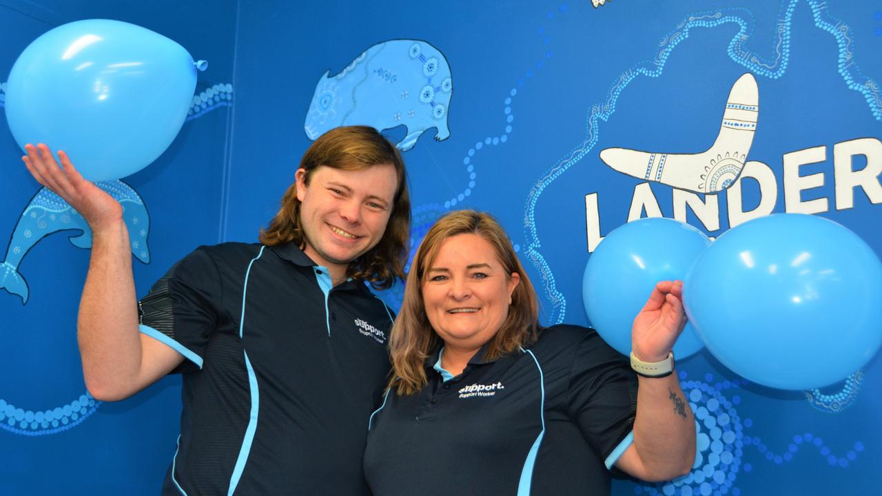 Celebrating the opening of their new disability support hub and office are Jesse and Donna Lander at Lander Support. Picture: Rhylea Millar