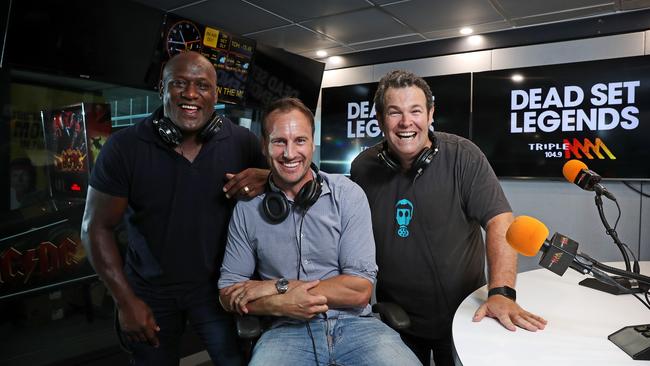 Wendell Sailor, Jude Bolton and Gus Worland at Triple M. Picture: Tim Hunter