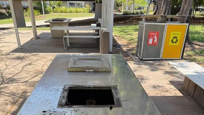 Vandalism at Kurilpa Point Bridge overnight. Picture: Supplied