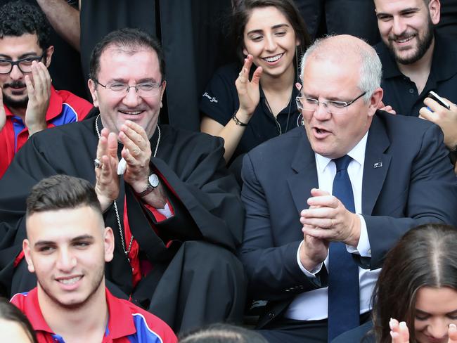 Scott Morrison attended the Good Friday mass at St Charbel’s Church in Punchbowl. Picture: Gary Ramage