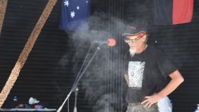 Uncle Andrew Johnston gives the Welcome to Country at the 2021 Australia Day ceremony in Kyogle.