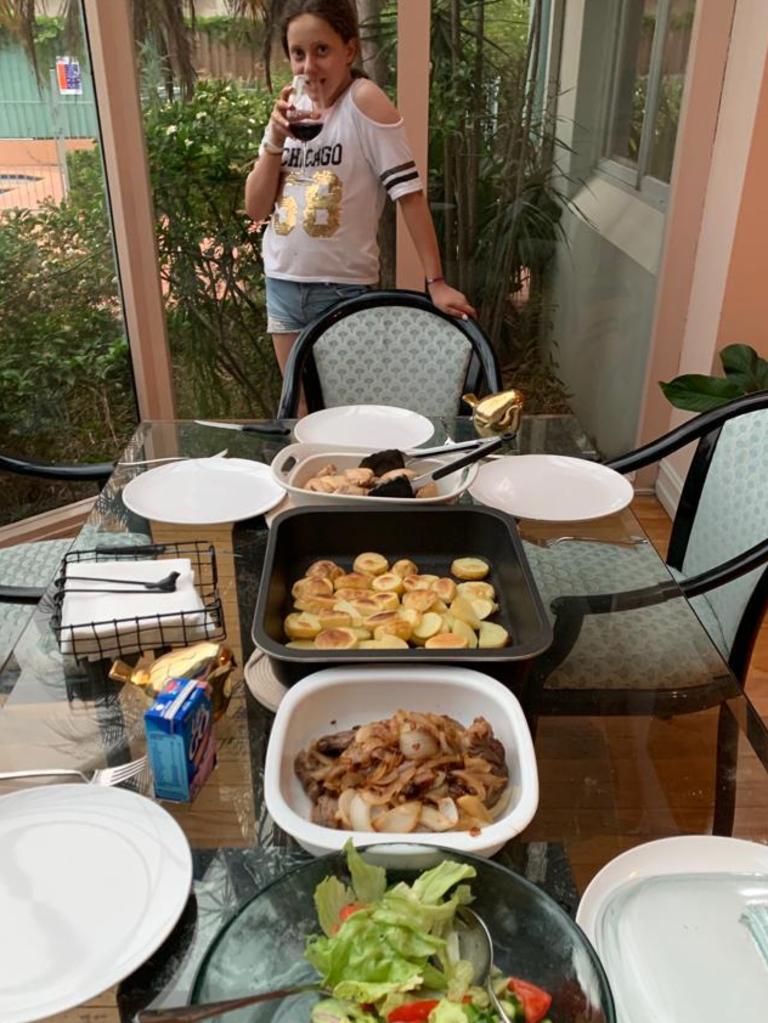 Bridget Sakr shared a photo of her daughter Veronique pretending to drink wine.