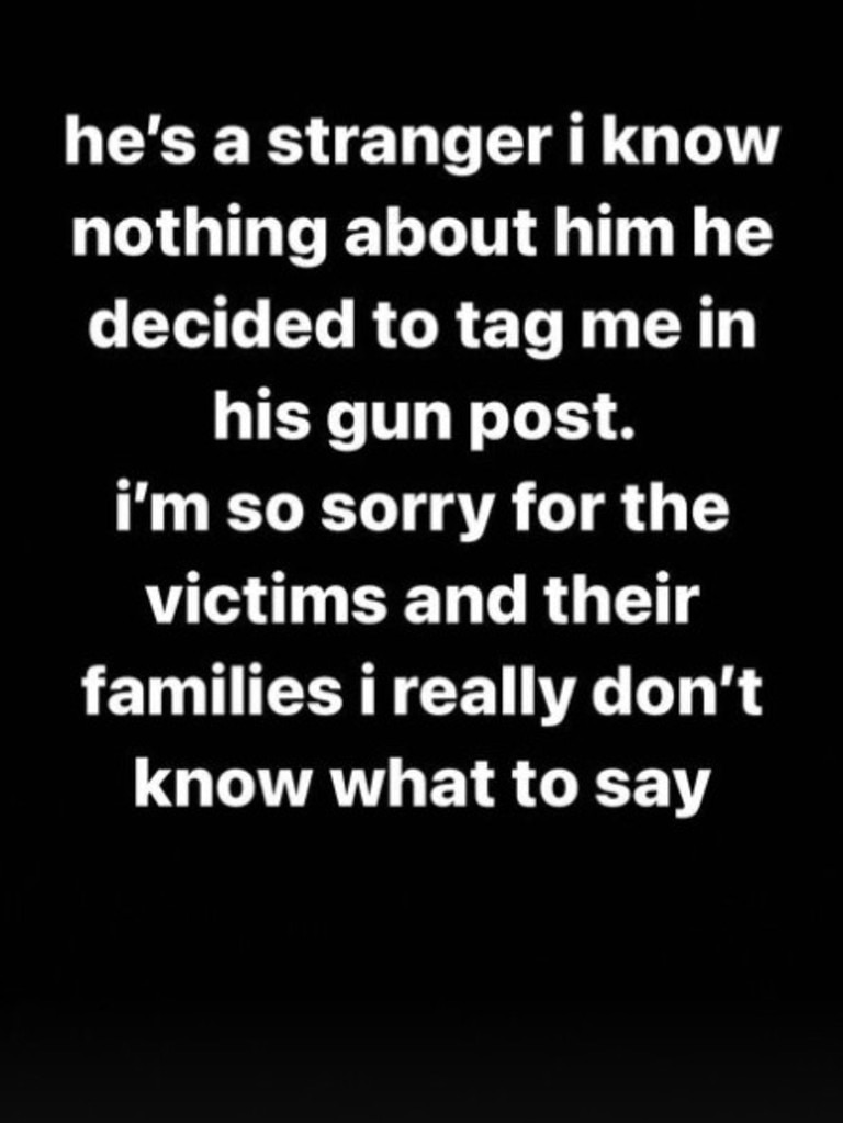 The woman said she didn’t know the shooter. Picture: Instagram.