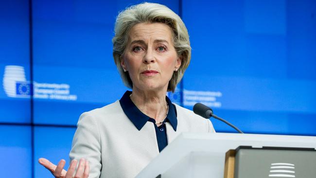 European Commission President Ursula von der Leyen speaks after a special meeting of the European Council in light of Russia's aggression against Ukraine. Picture: AFP