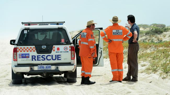 Police and SES search the Salt Creek area for evidence. Picture: Mark Brake