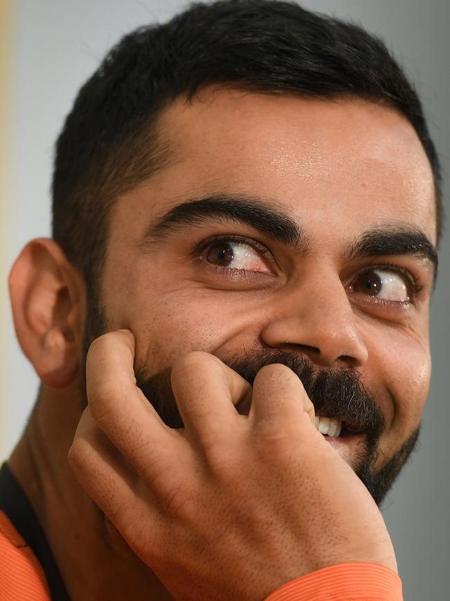 Indian captain Virat Kohli speaks to the media during a press conference yesterday. Picture: AFP