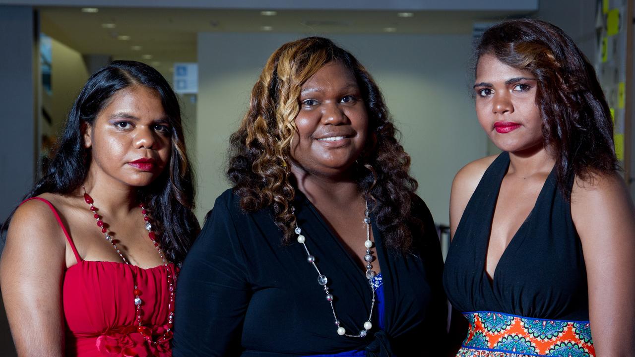 Keziah Ahkit, Zandrea Gordon and Layla Bukulatjp at the 2012 Kormilda College formal. Picture: SHANE EECEN / NT NEWS