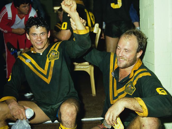 Wally Lewis (right) is one of the greatest league players ever. Colin Whelan Action Photographics