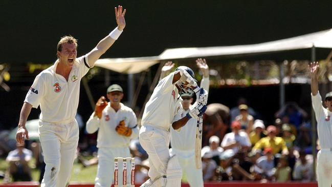 Brett Lee appeals for a wicket on day one. Picture: AAP Image/Dean Lewins