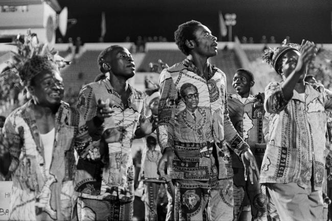 Zairian people perform a dance in Kinshasa on October 30, 1974 before The Rumble in the Jungle between Muhammad Ali and George Foreman