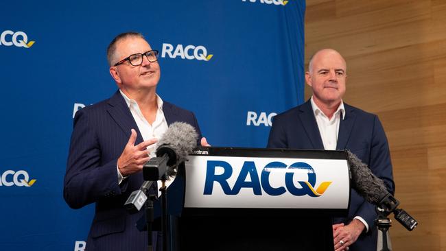 IAG managing director and chief executive Nick Hawkins and RACQ managing director and group chief executive David Carter. Photo: RACQ