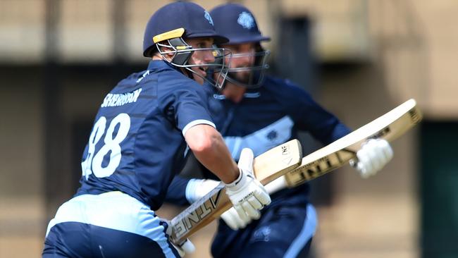 Kew batsmen Will Sheridan and Matthew Brown. Picture: Steve Tanner