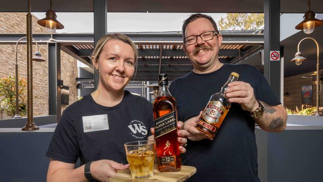 Assistant Manager Chantelle Lang with Duty manager, Mathew Brooks presenting the Scotch Whisky at the Waterloo Station Hotel where David Speirs could adventure to. Picture: Ben Clark