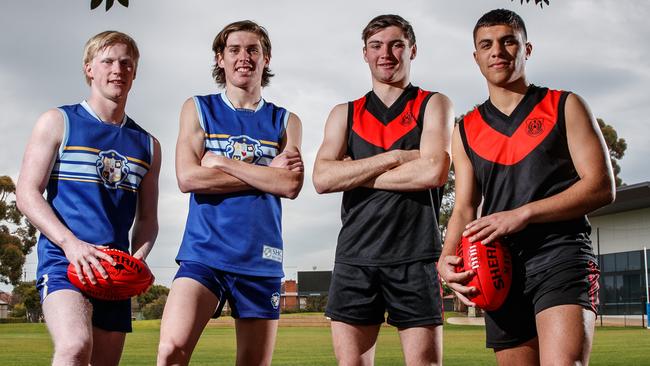 Beau McRae, Will Day, Cameron Taheny and Stefan Lanzoni at Sacred Heart College. Picture MATT TURNER.