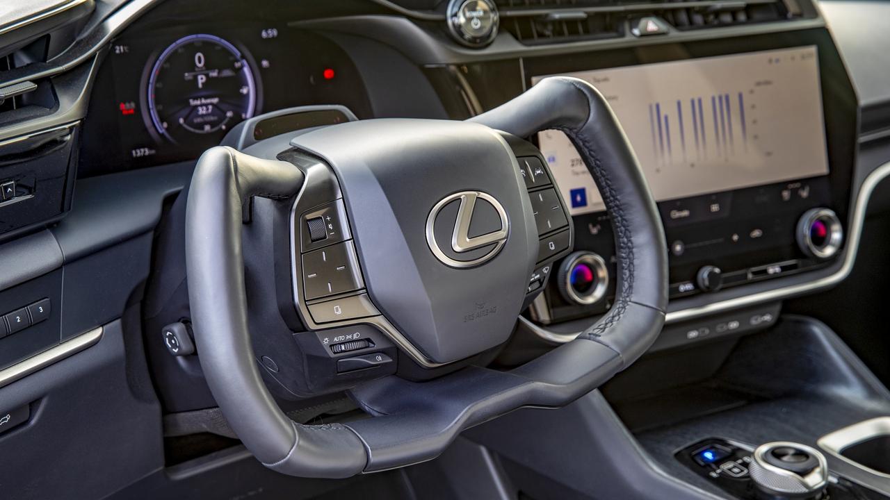 The RZ has a yoke-style steering wheel.