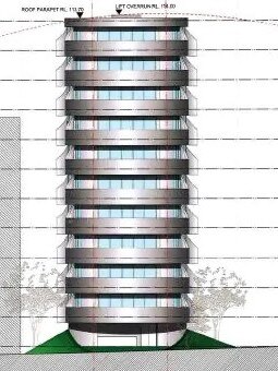 A concept plan of the previous building proposed on the site.