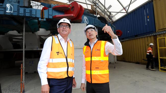 Premier Daniel Andrews and West Gate Tunnel Project chief executive Peter Sammut. Picture: Andrew Henshaw