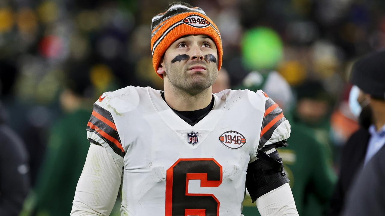 Baker Mayfield hit out at a report claiming there is tension between him and Browns coach Kevin Stefanski. (Photo by Stacy Revere/Getty Images)