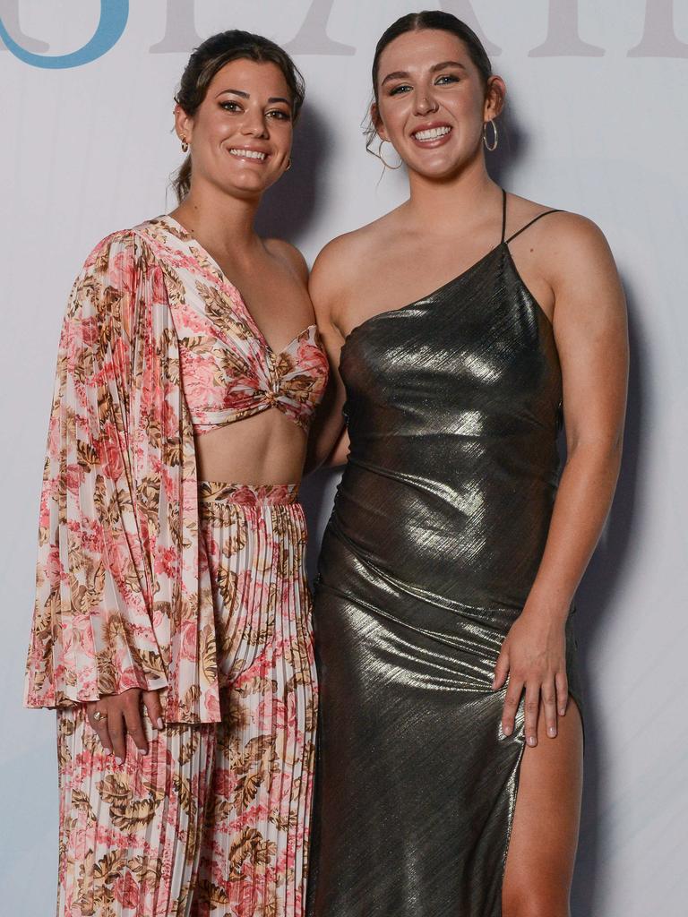 Julia Teasel and Liz McGrath at the Port Adelaide AFL and AFLW best and fairest at the Adelaide Convention Centre, DECEMBER 5, 2022: Picture: Brenton Edwards