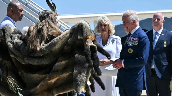 Charles sees the funny side as he is greeted by elder Serena Williams in Canberra. Picture: AFP