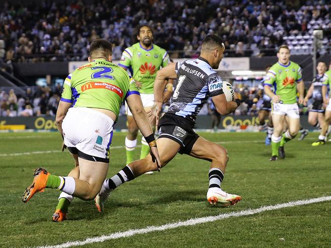 Cronulla's Valentine Holmes has been on a try scoring run since shifting to fullback for the Sharks. Picture: Brett Costello