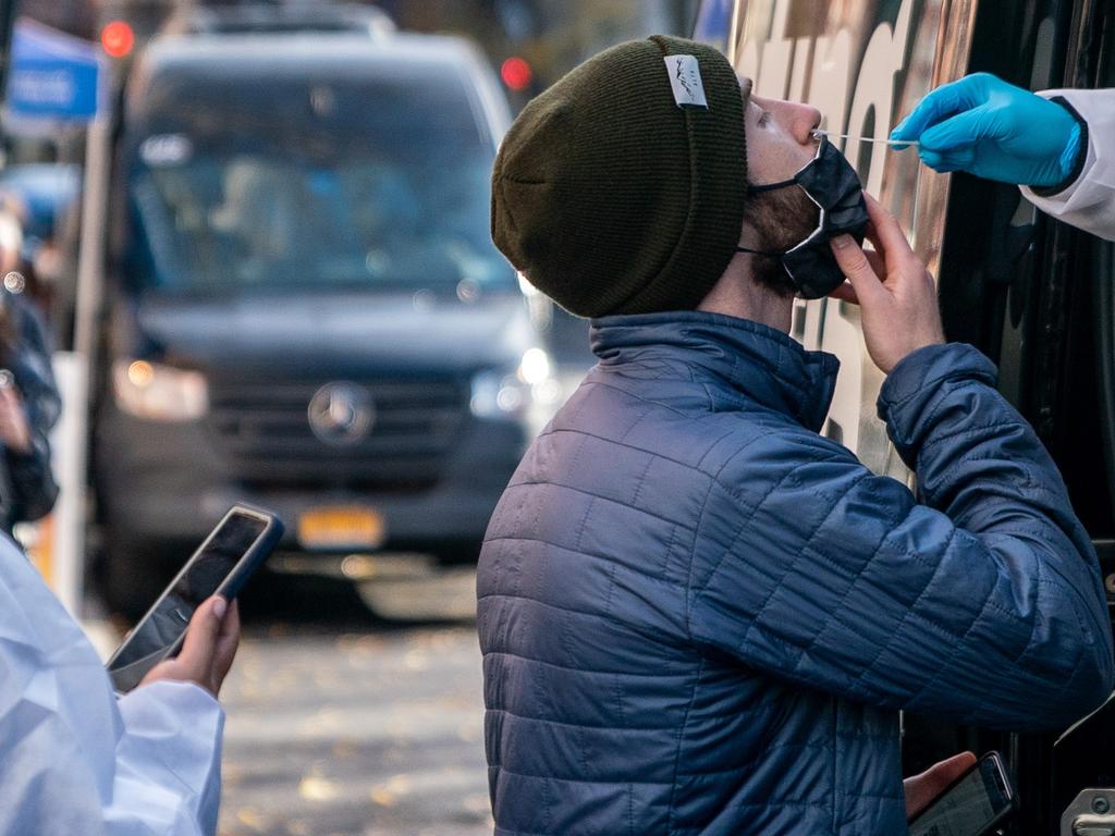 Testing site in New York City. The CDC says New York is one of two states with the highest spread of the Omicron variant the other being New Jersey. Picture: AFP