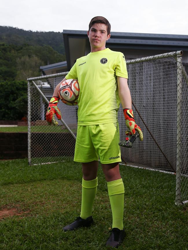 GOOD SPORT: Bayview Heights teenager Myles Howard is among hundreds of football-starved players from across the state in Football Queensland's E-series championships. PICTURE: BRENDAN RADKE