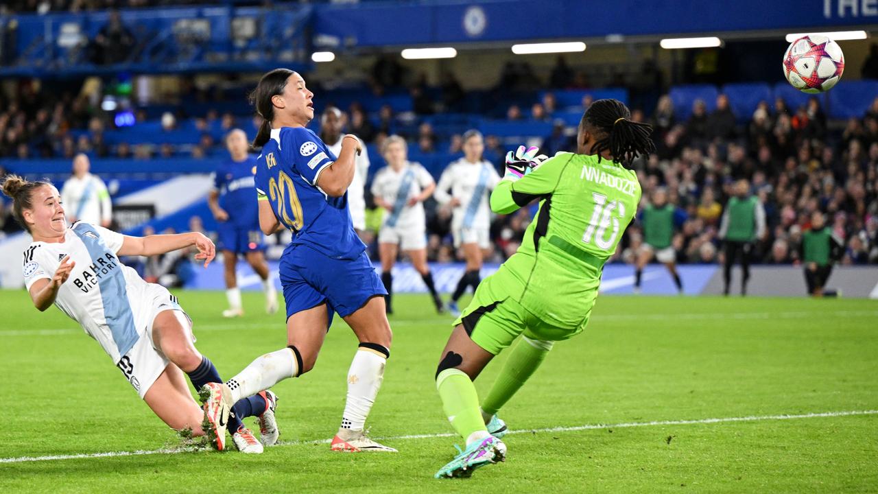 Sam Kerr scored a hat-trick for Chelsea. (Photo by Justin Setterfield/Getty Images)