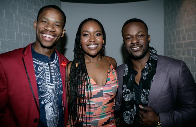 Perci Moeketsi, left, with Madiba the Musical co-stars Ruva Ngwenya and Tim Omaji. Picture: supplied