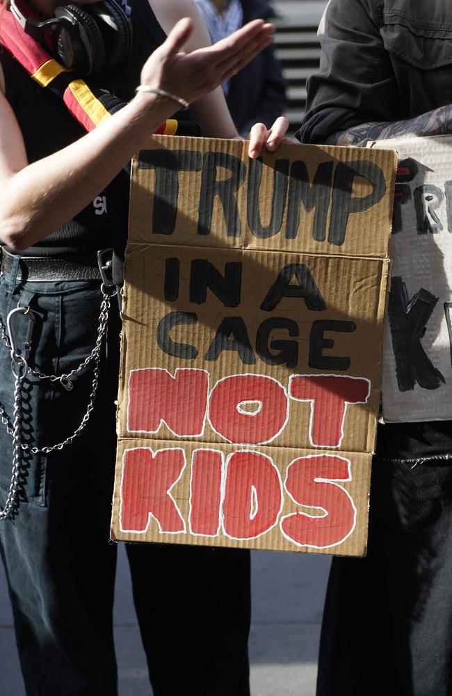 The protesters called for Australia to cut ties with US President Donald Trump. Picture: Valeriu Campan