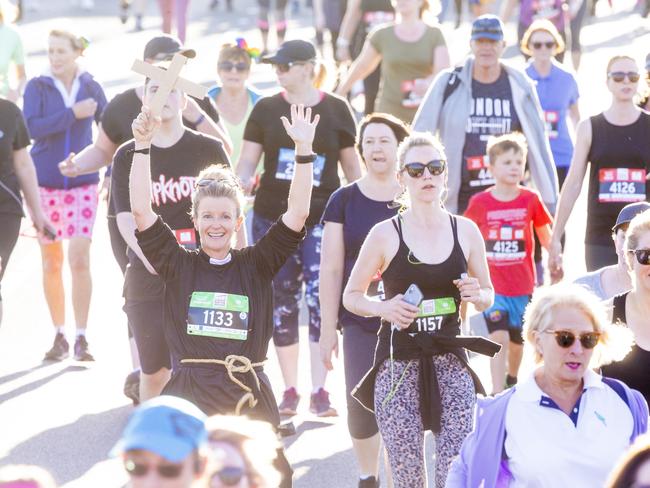 Run the Bridge Fun Run 2020 across Tasman Bridge. Picture: RICHARD JUPE