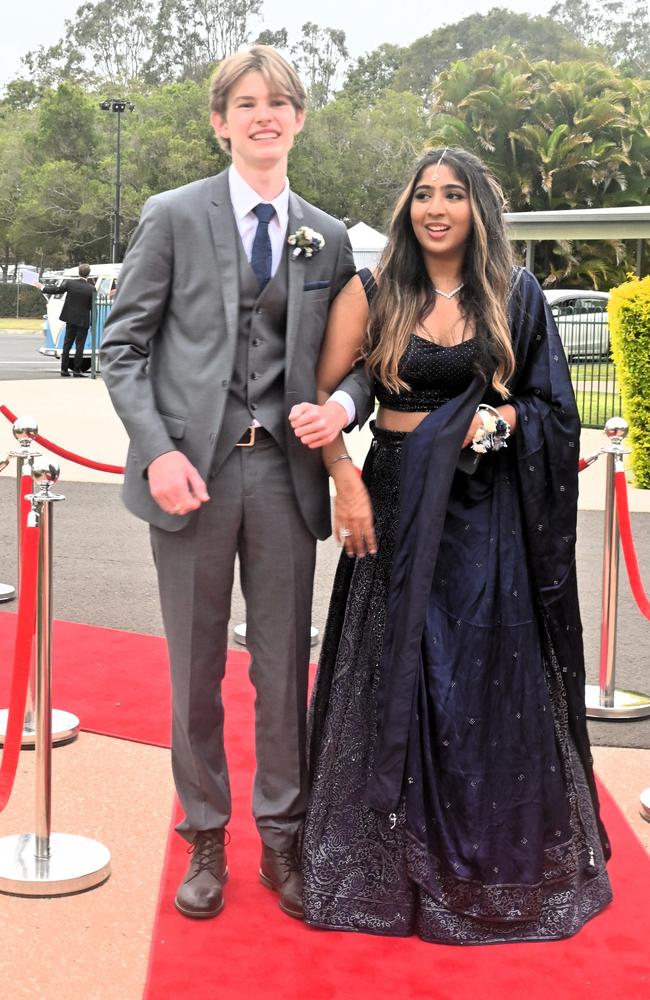 Ben McCormack and Beyonce Mathew at Pacific Lutheran College's 2023 formal. Picture: Tegan Annett