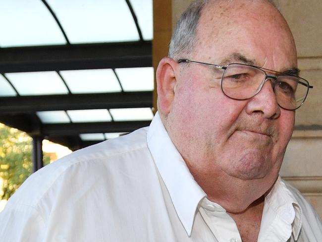 Peter Dansie is seen outside the Supreme Court in Adelaide, Tuesday, May 14, 2019. Peter Dansie is on trial in Adelaide for the murder of his wheelchair-bound wife in 2017. (AAP Image/David Mariuz) NO ARCHIVING