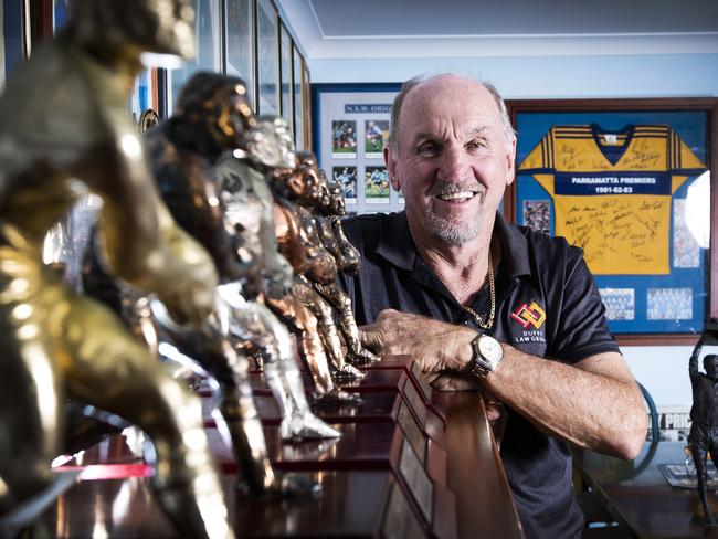 Ray Price at home with his many trophies. Picture: Nigel Hallett