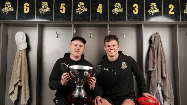 Kingborough coach Trent Baumeler and captain Lachie Clifford ahead of the game against North Launceston. Picture: Nikki Davis-Jones