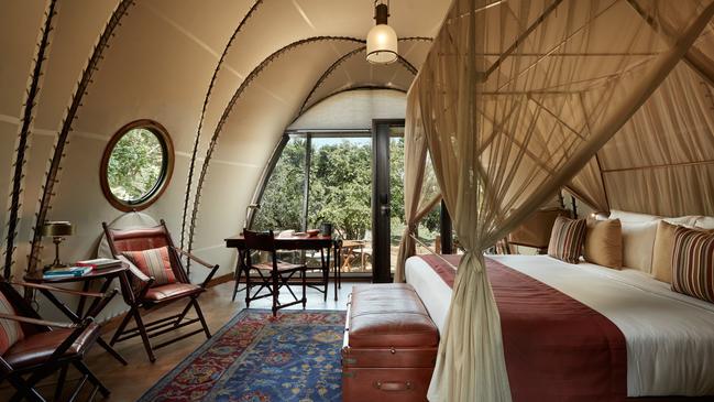 Romance meets rustic in the “cocoons” at Wild Coast Tented Lodge, Yala, Sri Lanka.