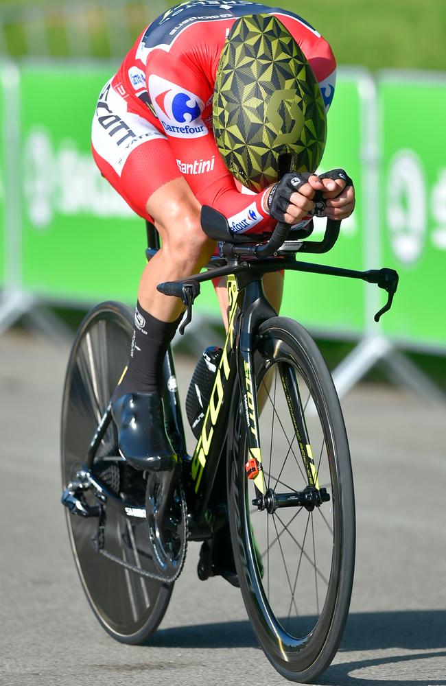 Mitchelton-Scott's Simon Yates competes during the 16th stage in a 32km individual time-trial. Picture: AFP