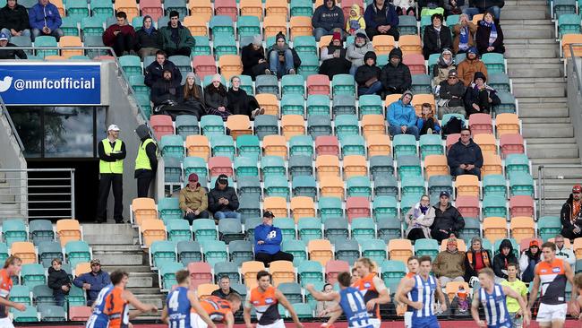 Nth Melbourne v GWS Giants at Blundstone Arena. A lot of empty seats in the grandstand. Picture: SAM ROSEWARNE.