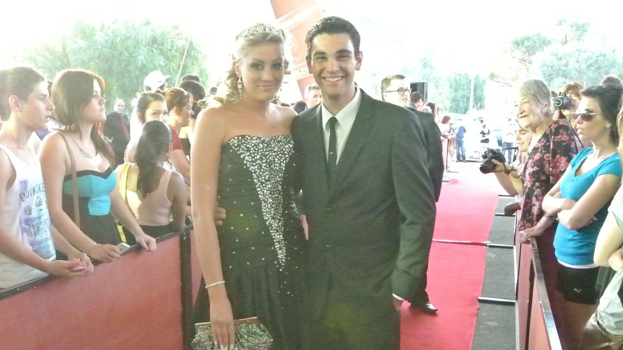 Laura Anderson and Thomas Everett arriving at the Alice Springs Convention Centre for the year 12 formal